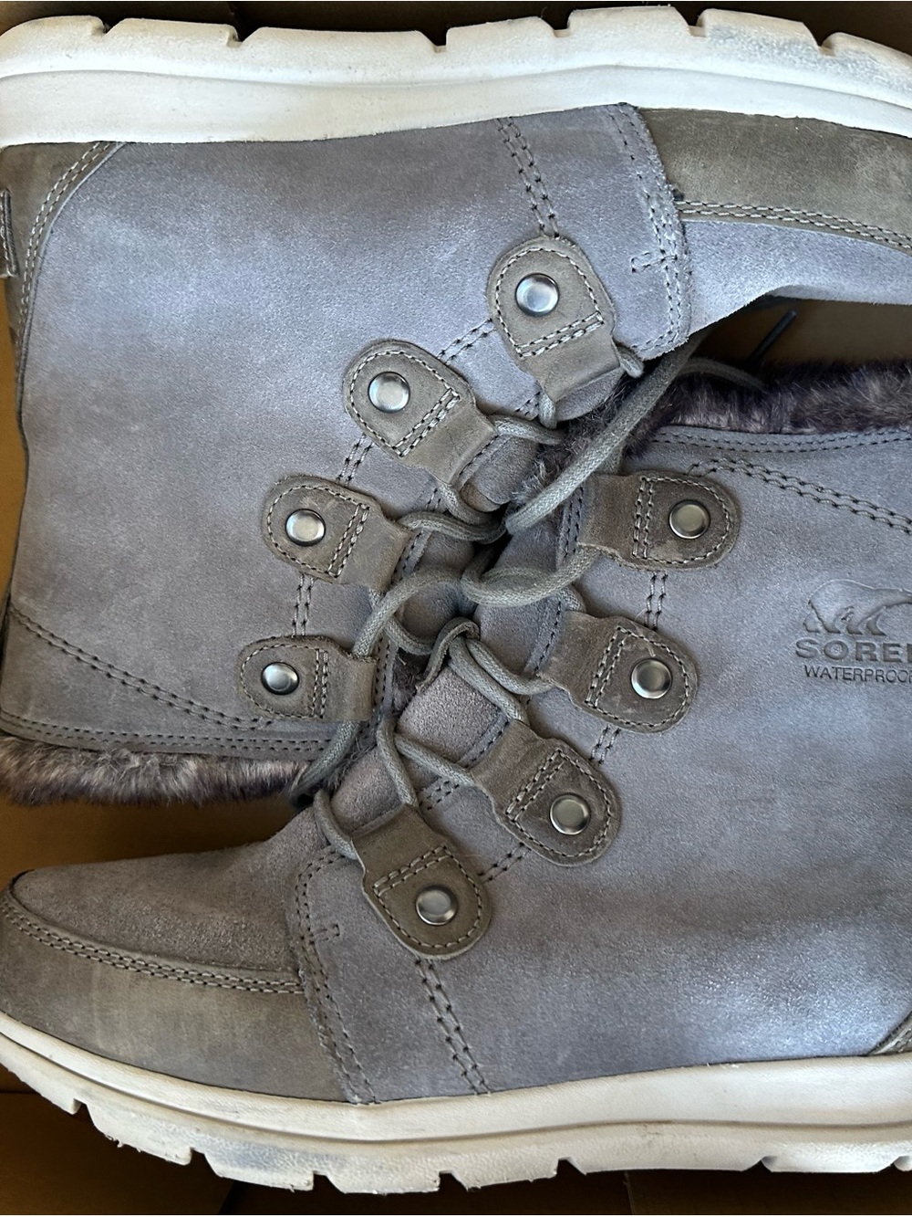 Sorel Gray Suede Lace-Up Women's Winter Boot